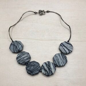 Picasso jasper octagon necklace statement festival boho artisan